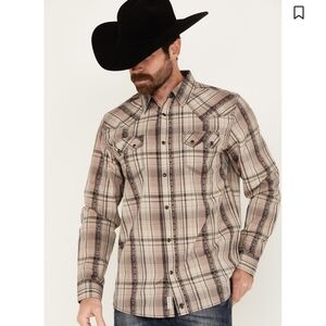 Bullhead Moonshine Spirit Men's Load Plaid Print L/S Western Shirt Sz Med Tan